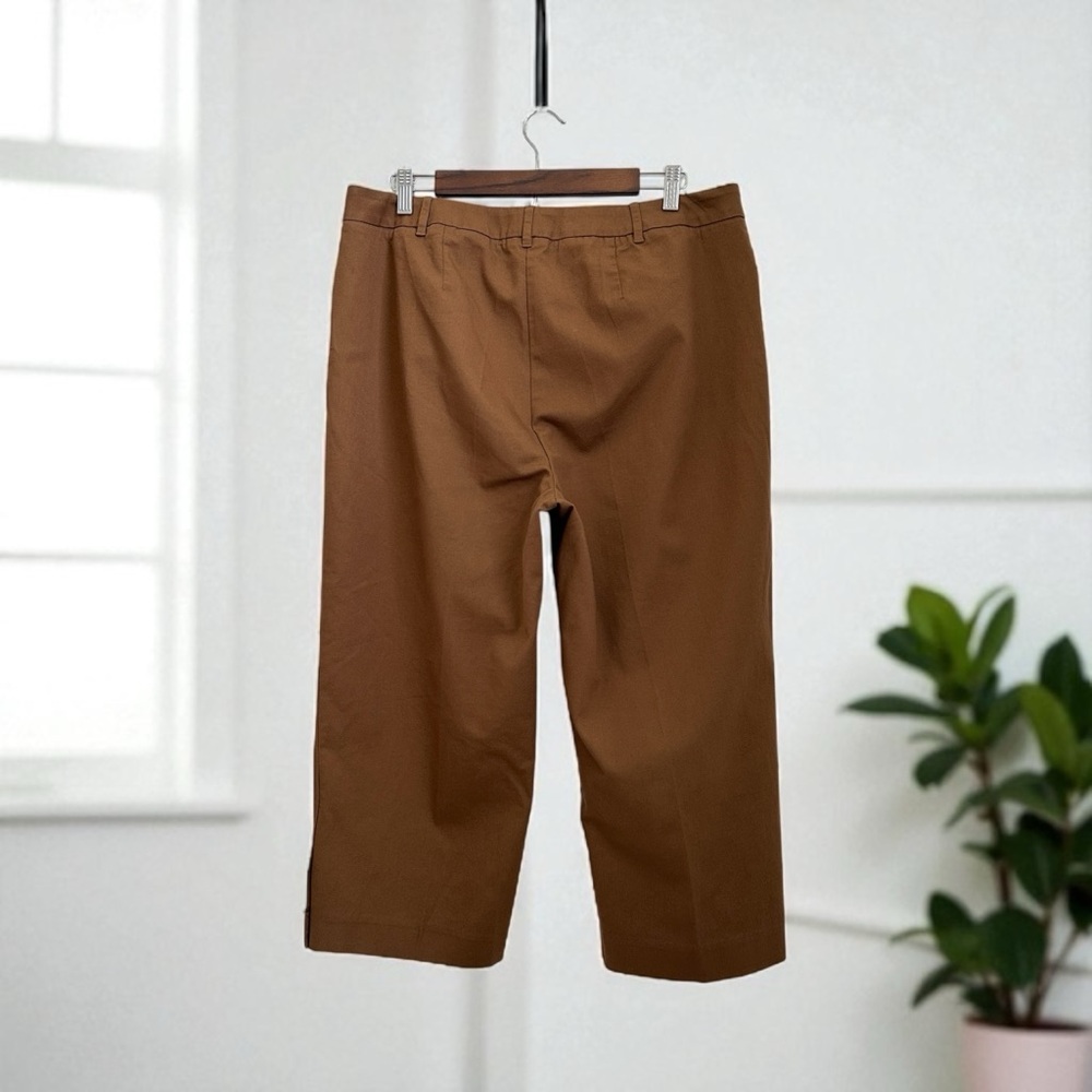 Talbots Women’s Casual High Rise Brown Cotton Ankle Pants Size 14W - Picture 2 of 11